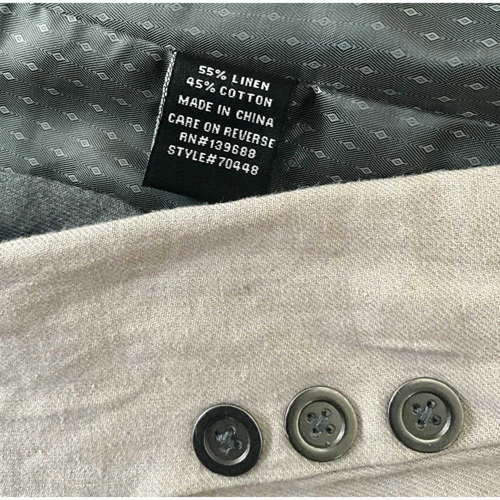Astronomy Mens Linen Cotton Colorblock Blazer Jacket Light Taupe Gray Large NWT‎